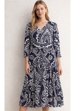 La Plage Captiva Maxi Dress in Navy Blue and White